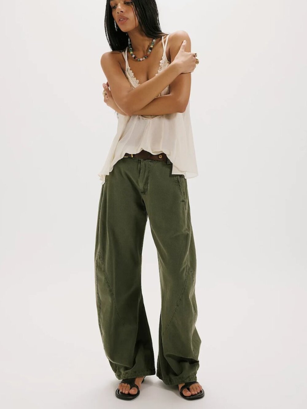 Free People Spotlight Washed Barrel Chino Trousers